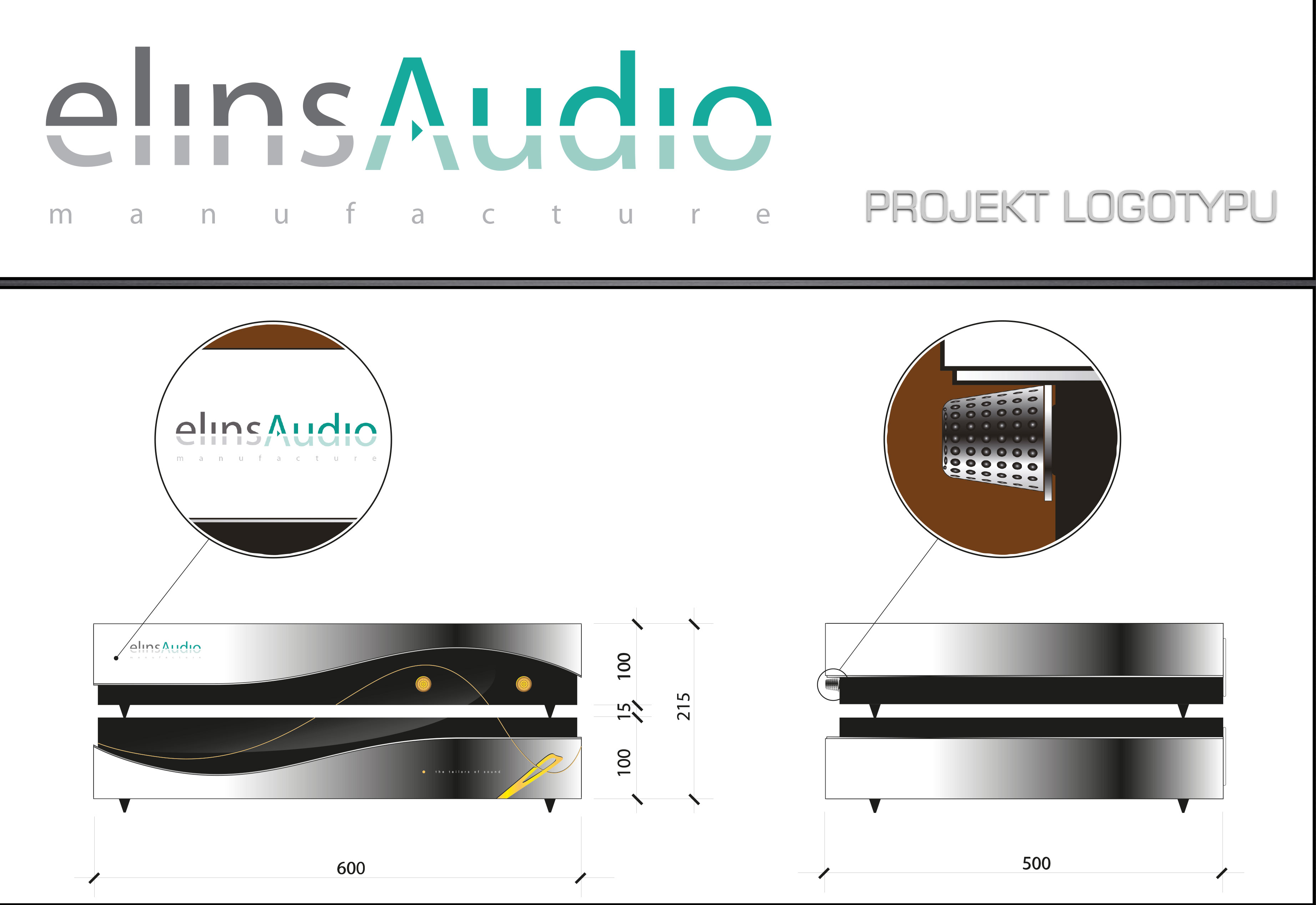 Projekt Logotypu ElinsAudio. Projekt zestawu audiofilskiego "The tailor of sound"